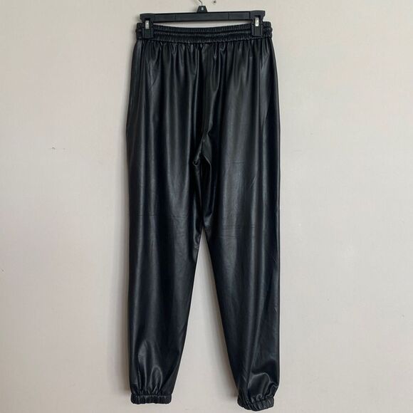 BLANKNYC Women's Black Faux Leather Jogger Pants Drawstring Size 26 - Picture 3 of 6